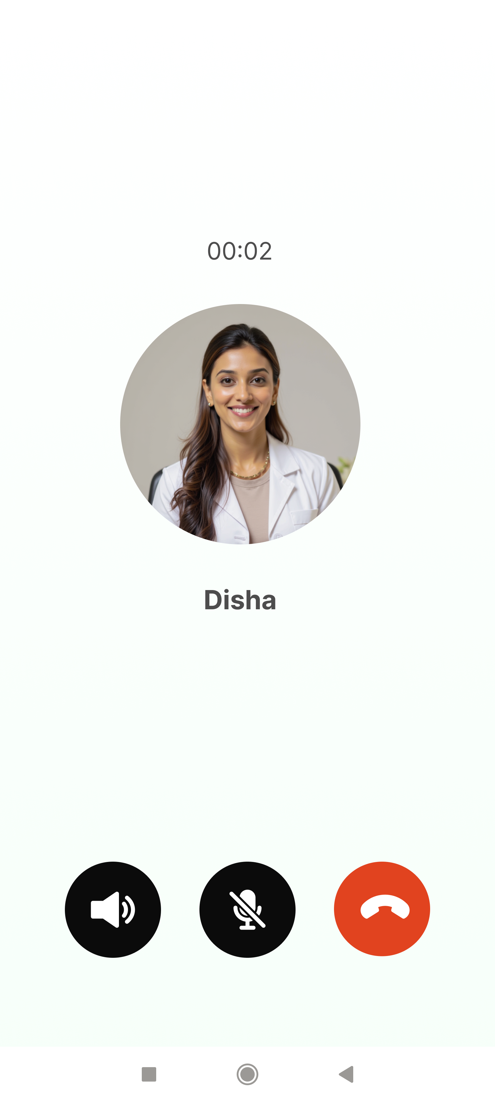 Disha AI health coach app - proactive voice coaching call screen for personalized health consultations
